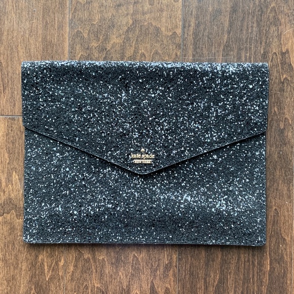 KATE SPADE Clutch Envelope Black Glitter Large - Picture 1 of 7